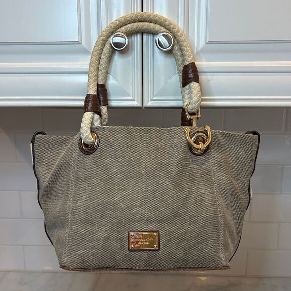 Michael Kors Bag Purse Handbag Canvas Sailor Rope Tote Bag Pocketbook - Picture 1 of 16